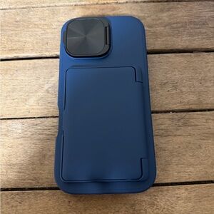 iPhone 16/17 Slim Navy Blue Phone Case with Built-in Card Slot